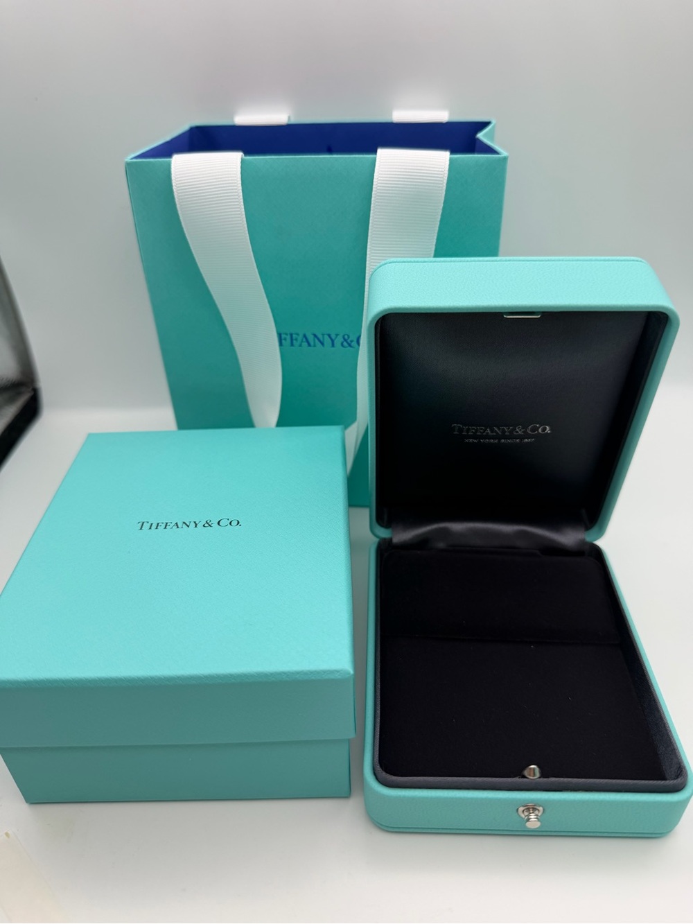 Tiffany & Co New Earring Display Box + Shopping Bag